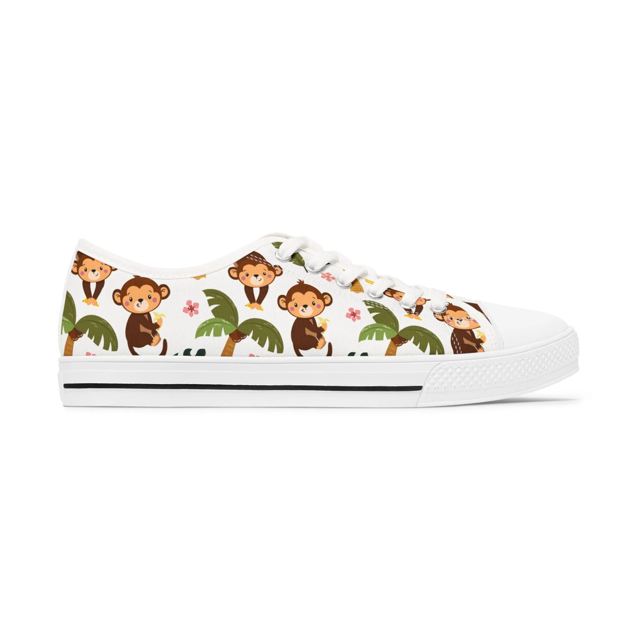 Cute Childish Monkey Women's Low Top Sneakers