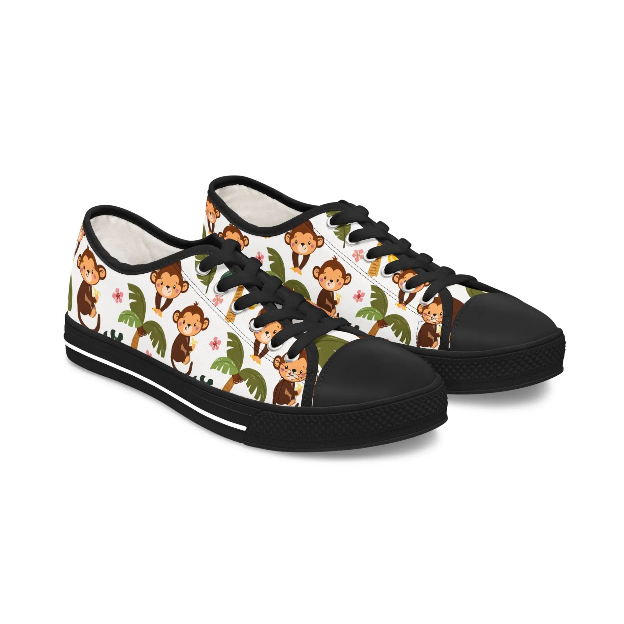 Cute Childish Monkey Women's Low Top Sneakers