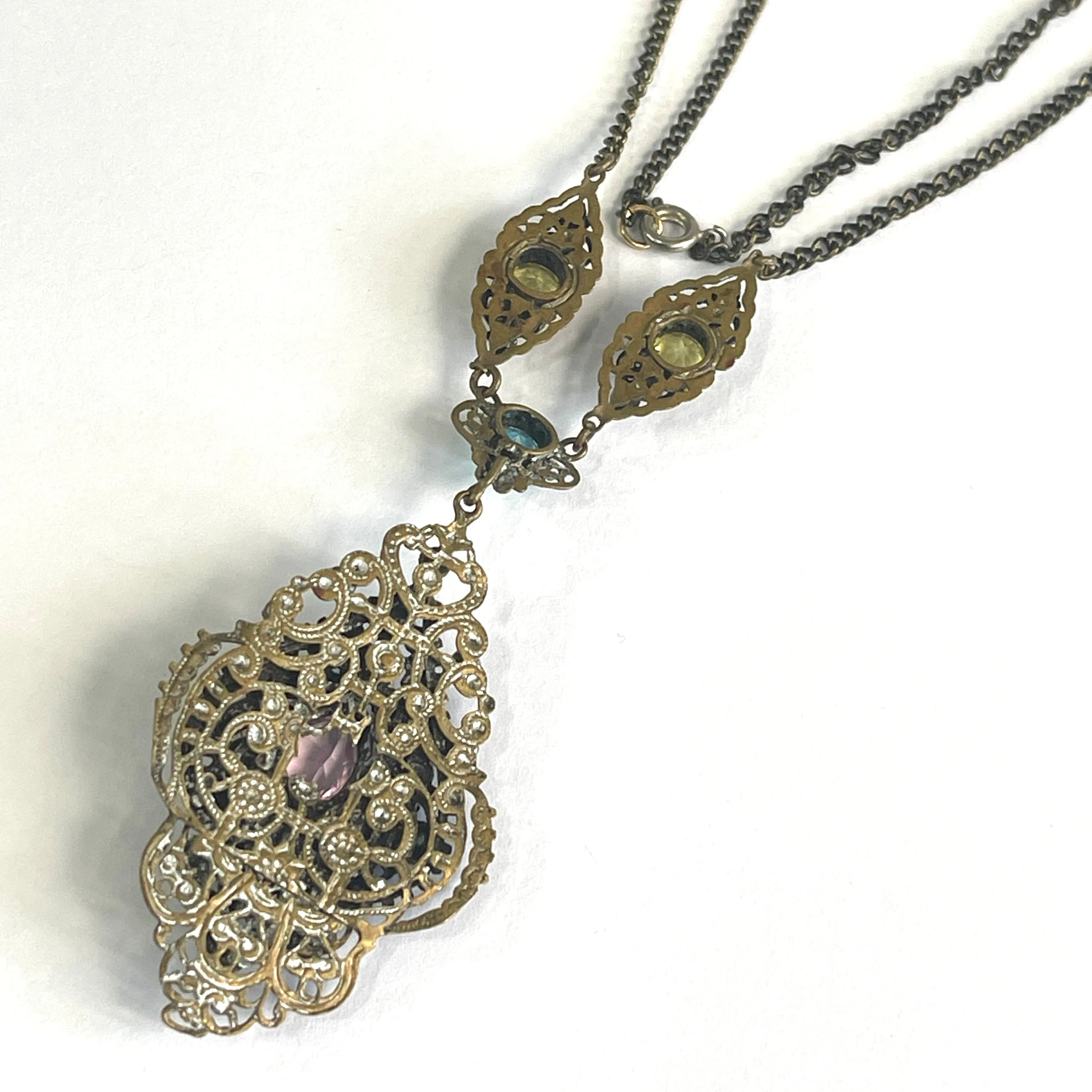 Czech Filigree 30's Pendant Necklace