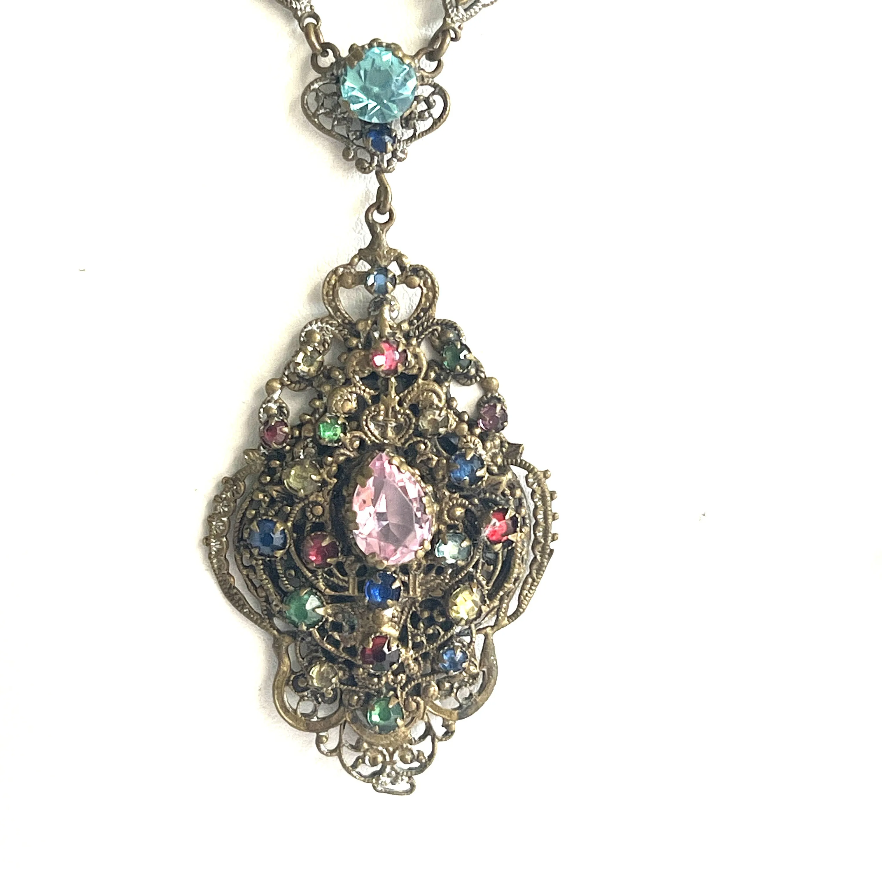 Czech Filigree 30's Pendant Necklace