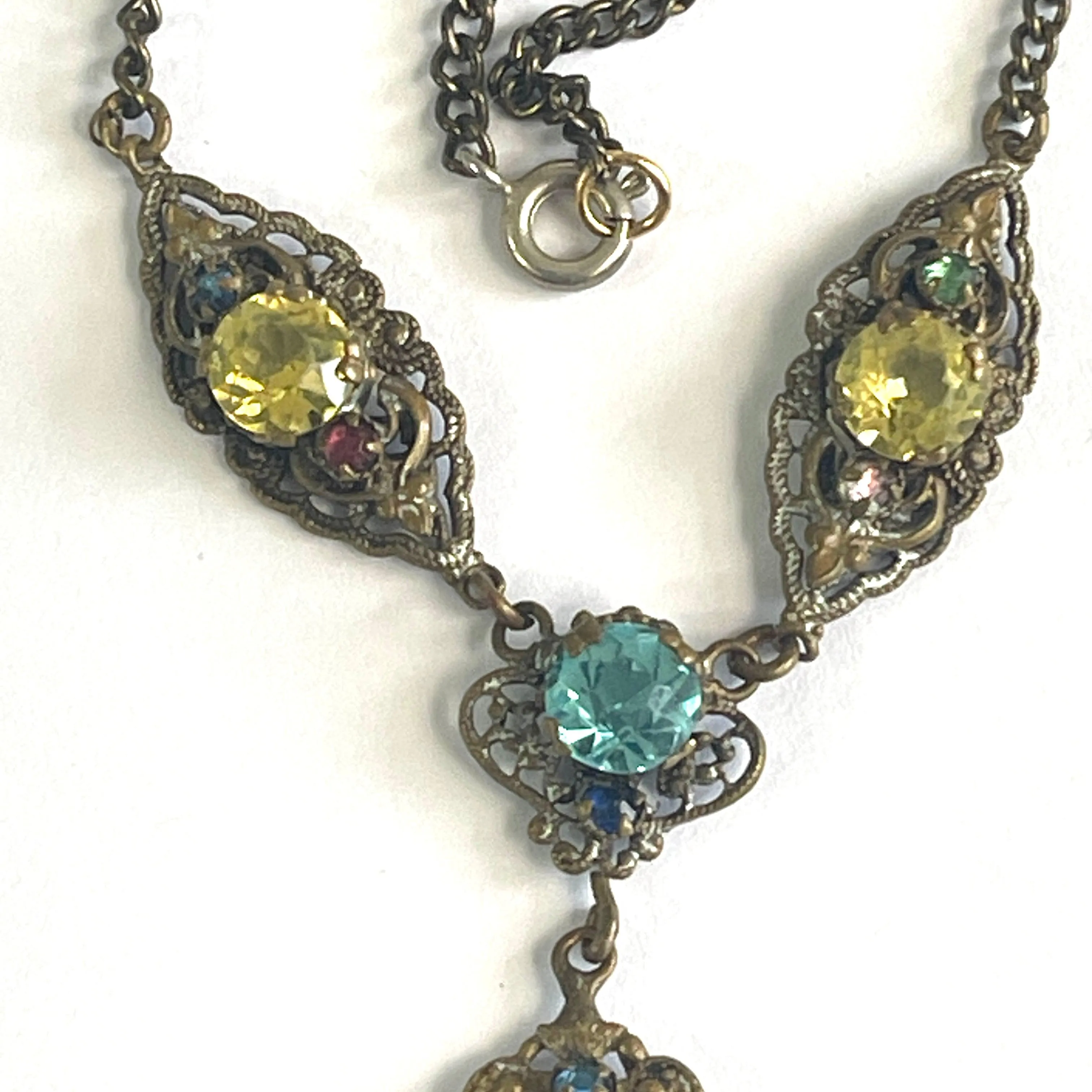 Czech Filigree 30's Pendant Necklace