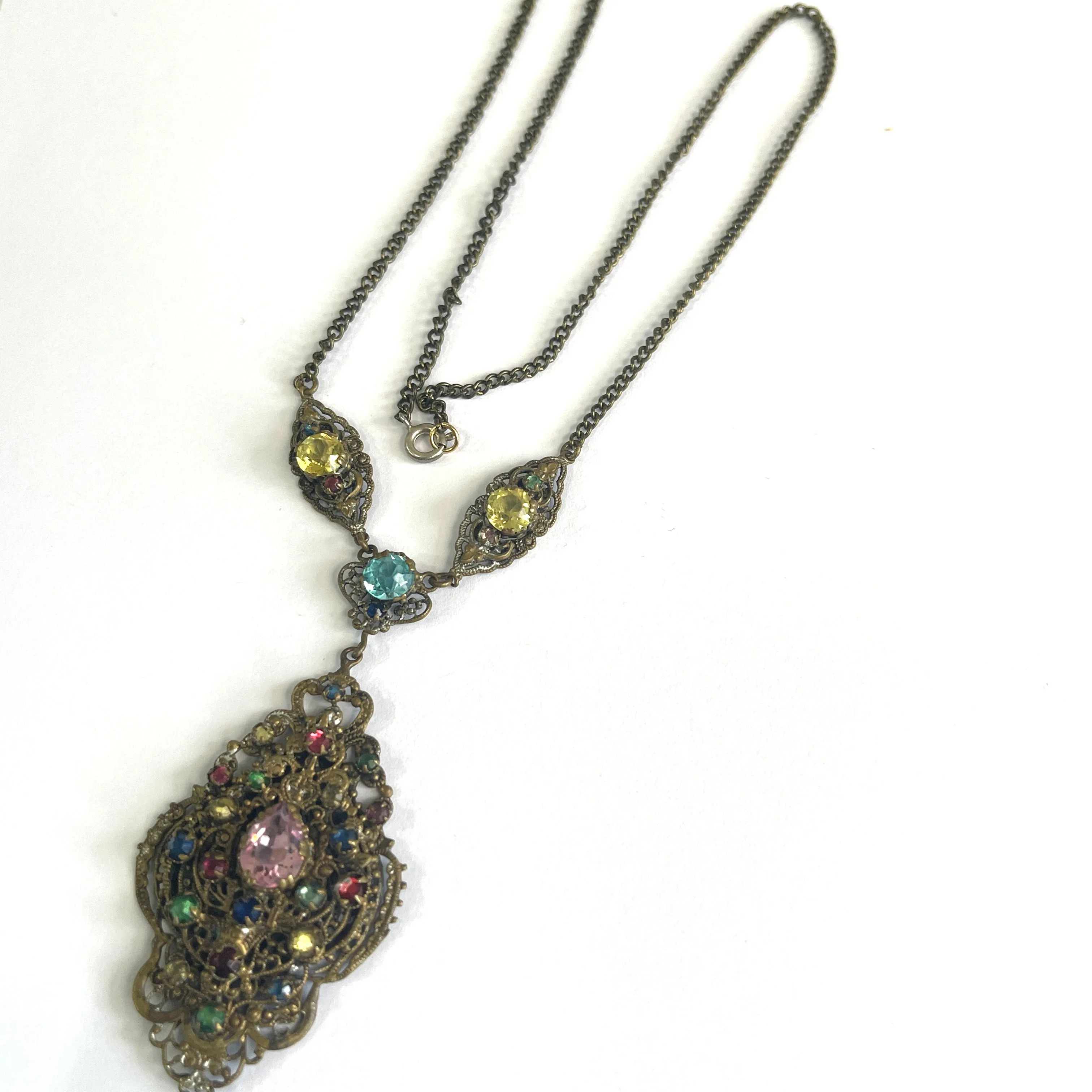 Czech Filigree 30's Pendant Necklace