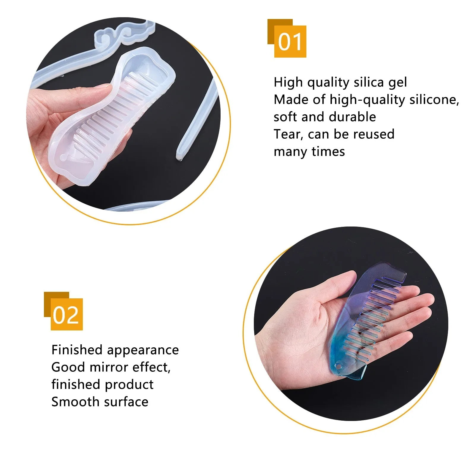 DIY Hairpin & Comb Silicone Molds Kits, Resin Casting Molds, with UV Gel Nail Art Tinfoil and 304 Stainless Steel Beading Tweezers, Mixed Color
