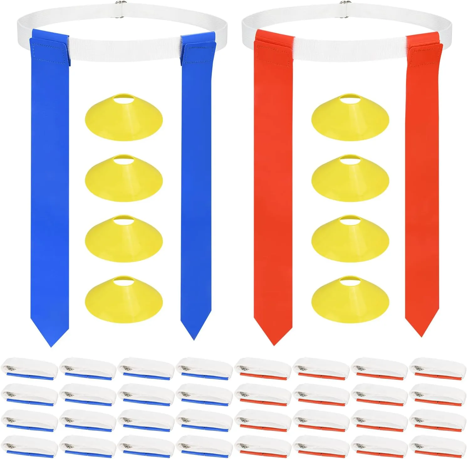 DkOvn Flag Football Set, 8/10/14/28pcs Flag Football Belts with Flags, Easy Tear Away Belt for Youths, Adults Players of Flag Football