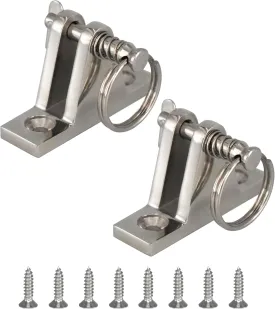 DNB Bimini Top Deck Hinge - Stainless Steel 316 - with Ring and Removable Pin - Extra Installation Screws Included