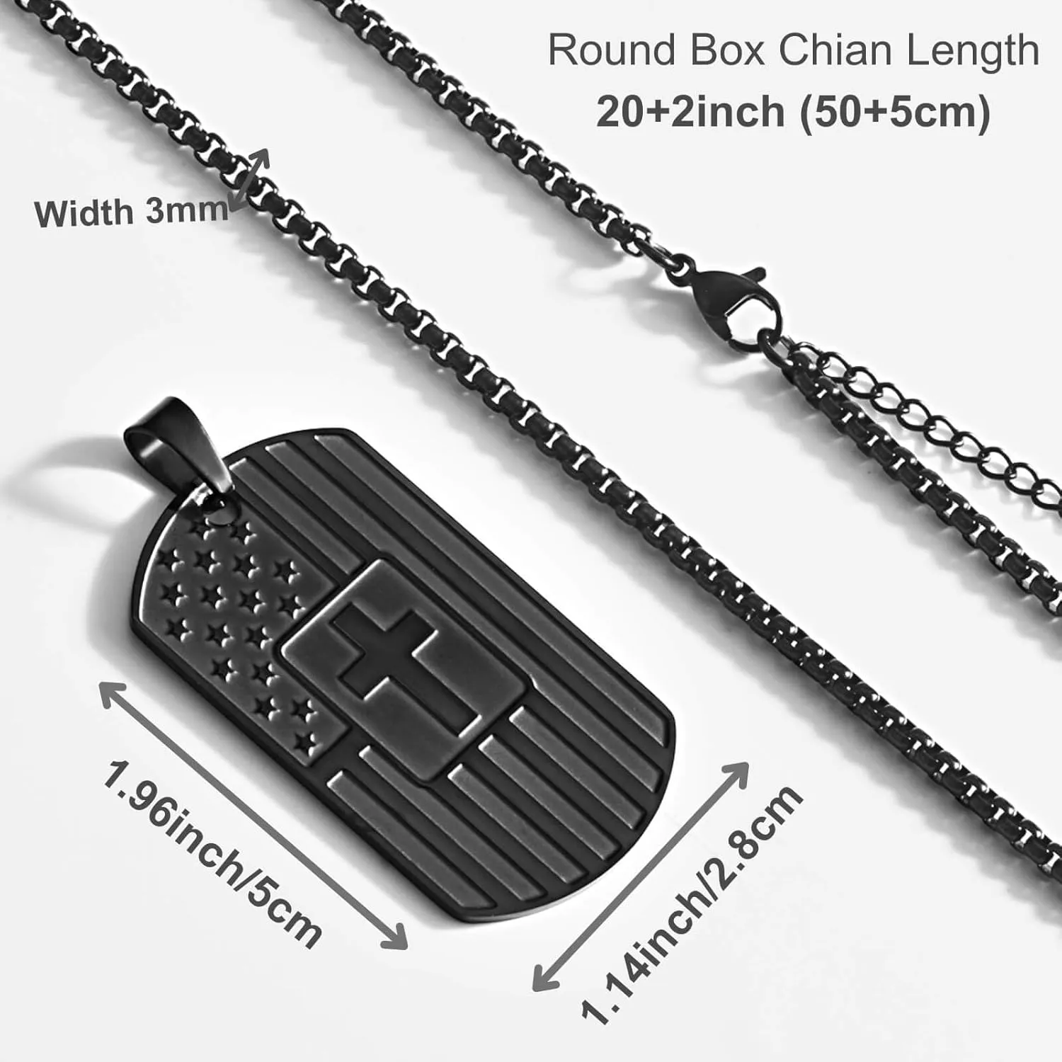 Dog Tag Cross Necklace for Men Boys Military Christian Baptism Religious First Communion Confirmation Gifts for Teenage Boy