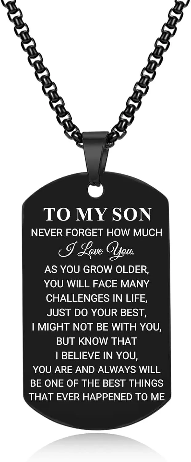 Dog Tag Cross Necklace for Men Boys Military Christian Baptism Religious First Communion Confirmation Gifts for Teenage Boy