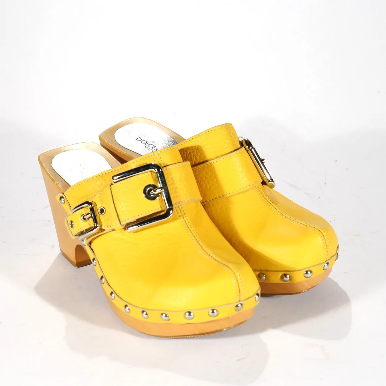 Dolce & Gabbana 4754 Women's Shoes Yellow Calf-Skin Leather High-Heel Sandals (DGW55)