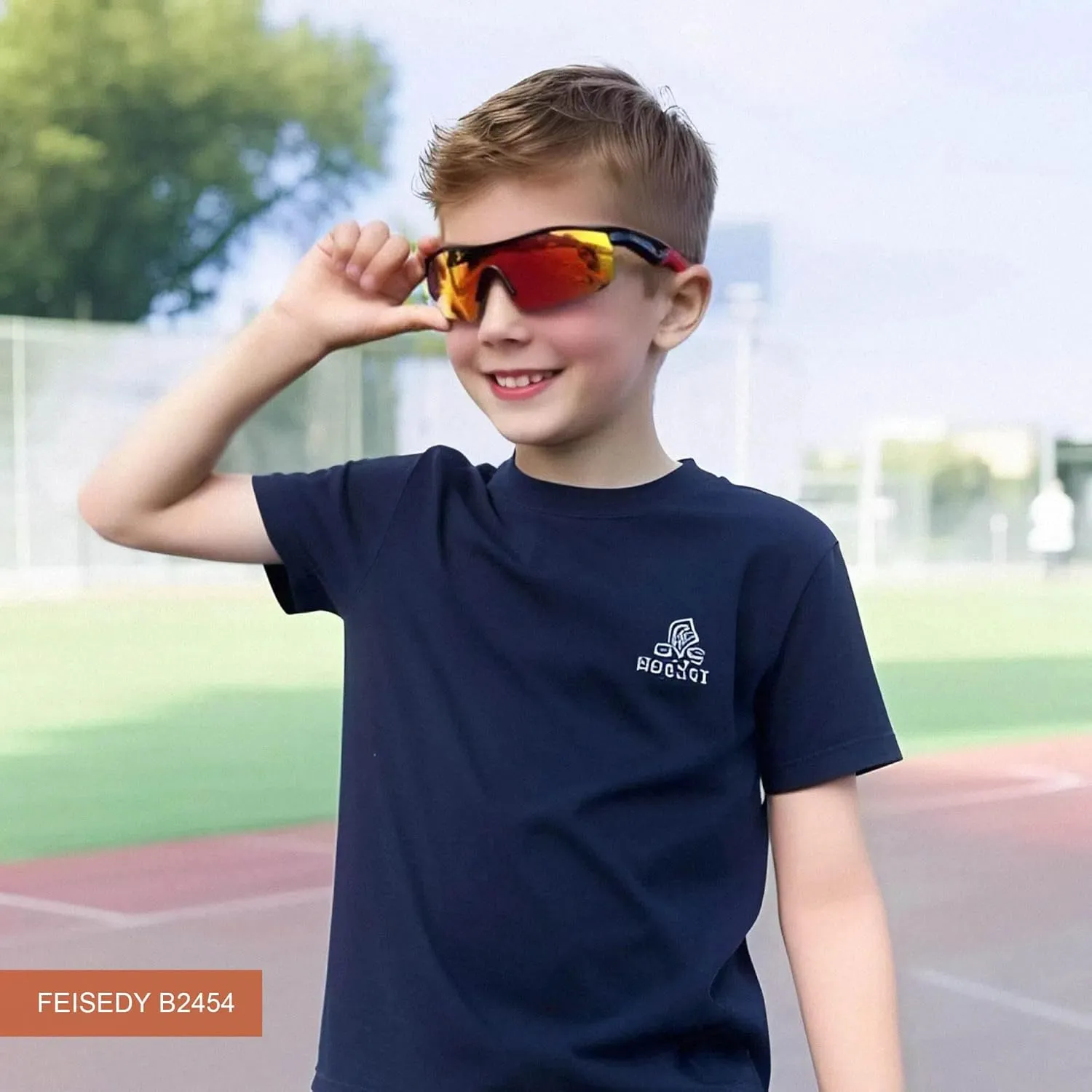 FEISEDY 3Pack Kids Teens Baseball Polarized Sunglasses Sports TR90 Frame Boys Girls Cycling B2454