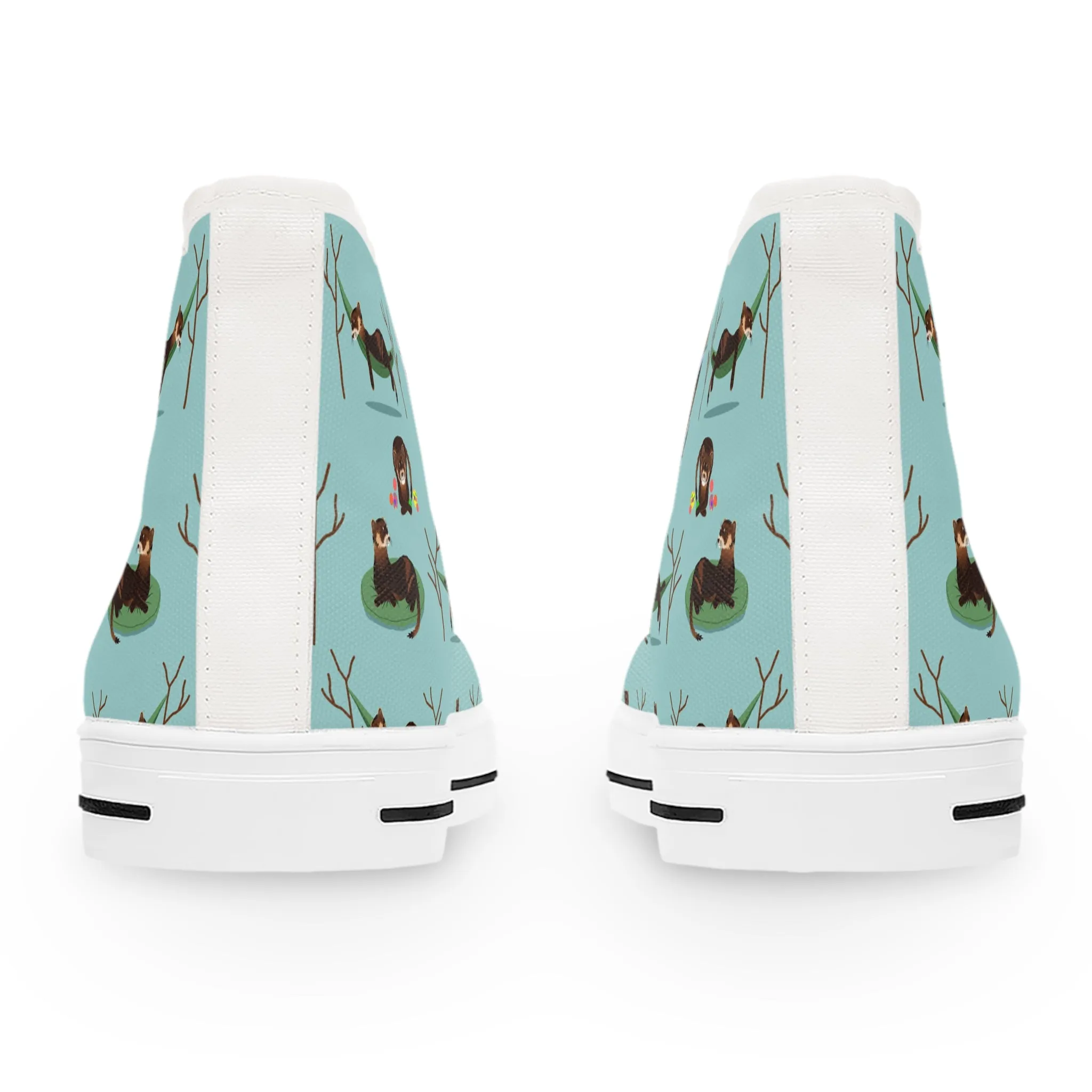 Ferrets Blue Background Women's High Top Sneakers