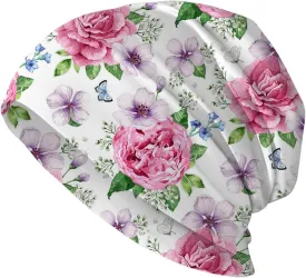Floral Dog Womens Slouchy Beanie Cotton Chemo Caps Cancer Headwear Hats Turban Baggy Skull Sleep Scarf