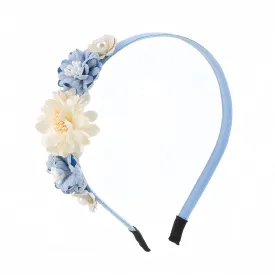 Flower Headband Spring Summer Hair Accessories for Women Girls, Blue White Rose Flowers Hair Bands Pearls Elegant Decoration Headdress Party Wedding Supplies Non Slip Head Band 1 Pcs