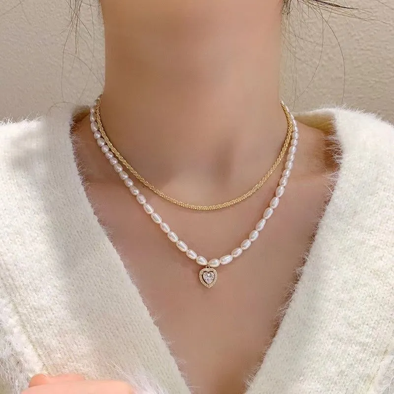 Freshwater Square Pearl Multilayer Necklace Charm Jewelry YSS0411