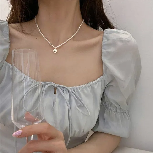 Freshwater Square Pearl Multilayer Necklace Charm Jewelry YSS0411