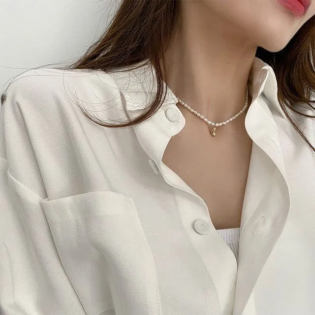 Freshwater Square Pearl Multilayer Necklace Charm Jewelry YSS0411