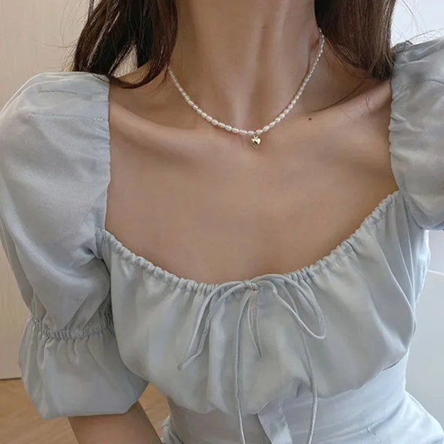 Freshwater Square Pearl Multilayer Necklace Charm Jewelry YSS0411