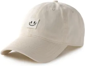 FURTALK Smile Face Baseball Cap for Women Men Adjustable Unstructured Washed Low Profile Baseball Hat