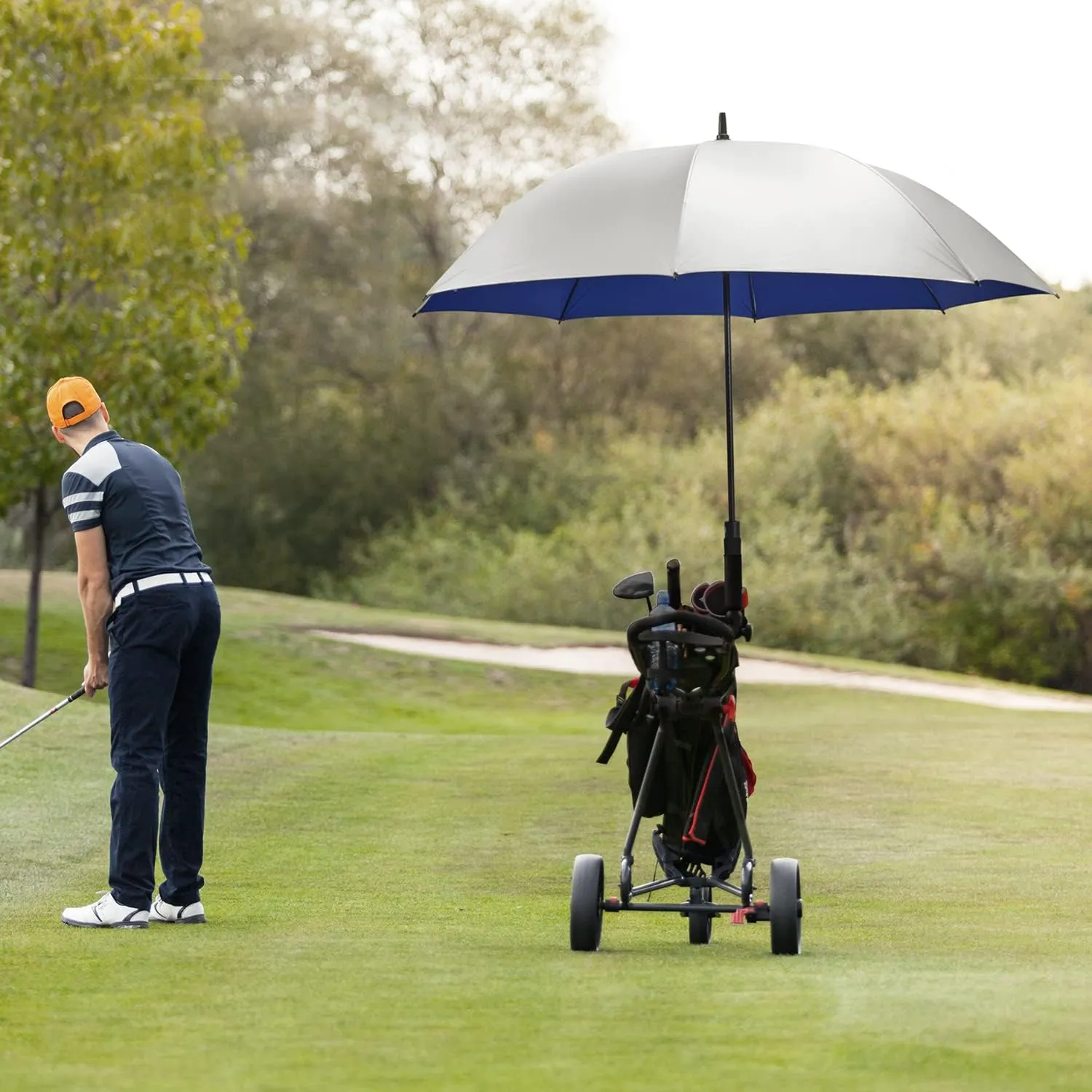 G4Free 54/62 Inch Windproof UV Protection Golf Umbrella Extra Large Silver Coated Automatic Open Stick Long Umbrella