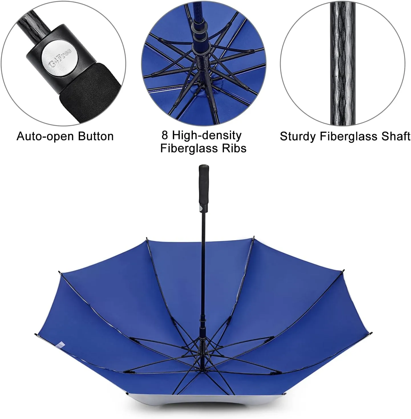 G4Free 54/62 Inch Windproof UV Protection Golf Umbrella Extra Large Silver Coated Automatic Open Stick Long Umbrella