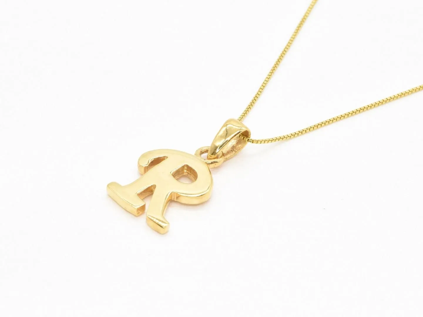 Gold Letter R Pendant - Capital R Necklace - Alphabet Letter Necklace