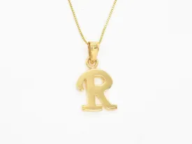 Gold Letter R Pendant - Capital R Necklace - Alphabet Letter Necklace