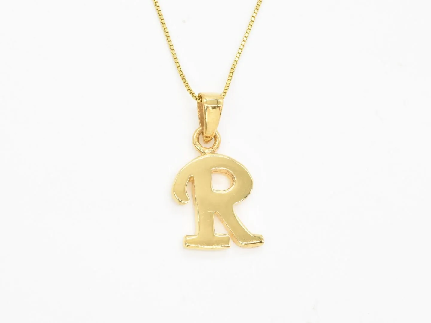 Gold Letter R Pendant - Capital R Necklace - Alphabet Letter Necklace