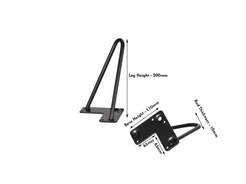 Hairpin Legs 200mm High - Black