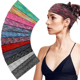 Headbands For Women 12 Pack Headband Yoga Elastic Head Bands Women's Hair Band Workout Soft Sweat Hairbands Accessories
