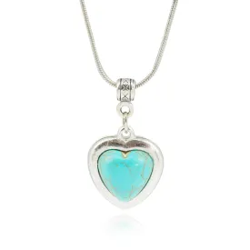 Heart Tyle Necklaces & Pendants Vintage Silver Color Turquoise Pendant Necklace Women Choker Collares Summer Jewelry