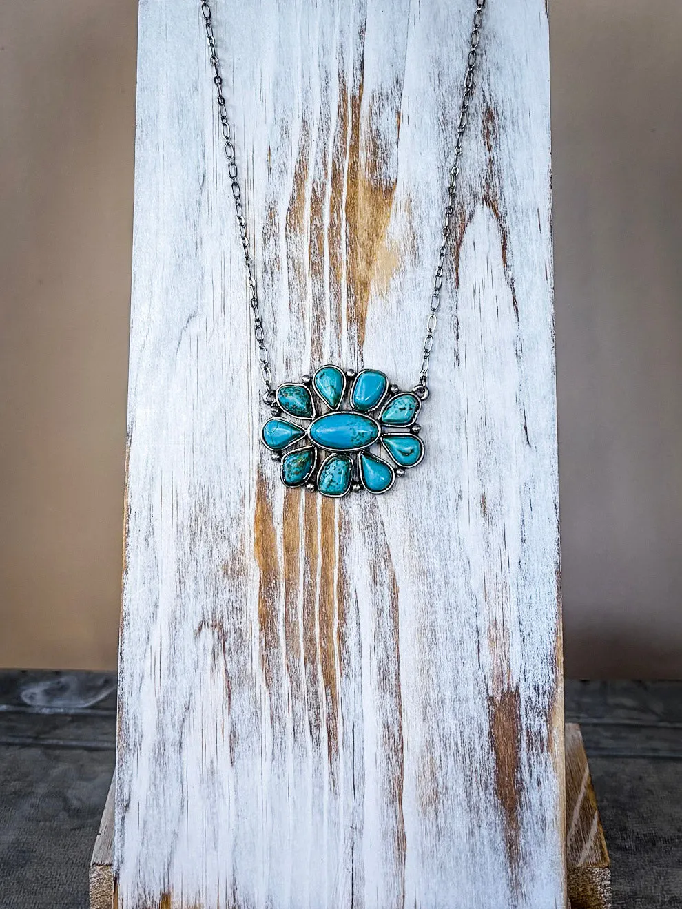 Jane Pendant Chain Necklace - Turquoise