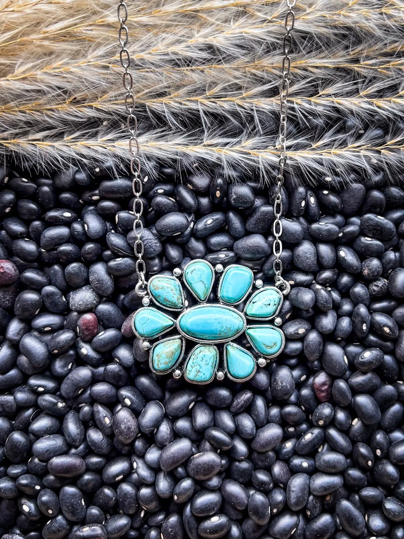 Jane Pendant Chain Necklace - Turquoise