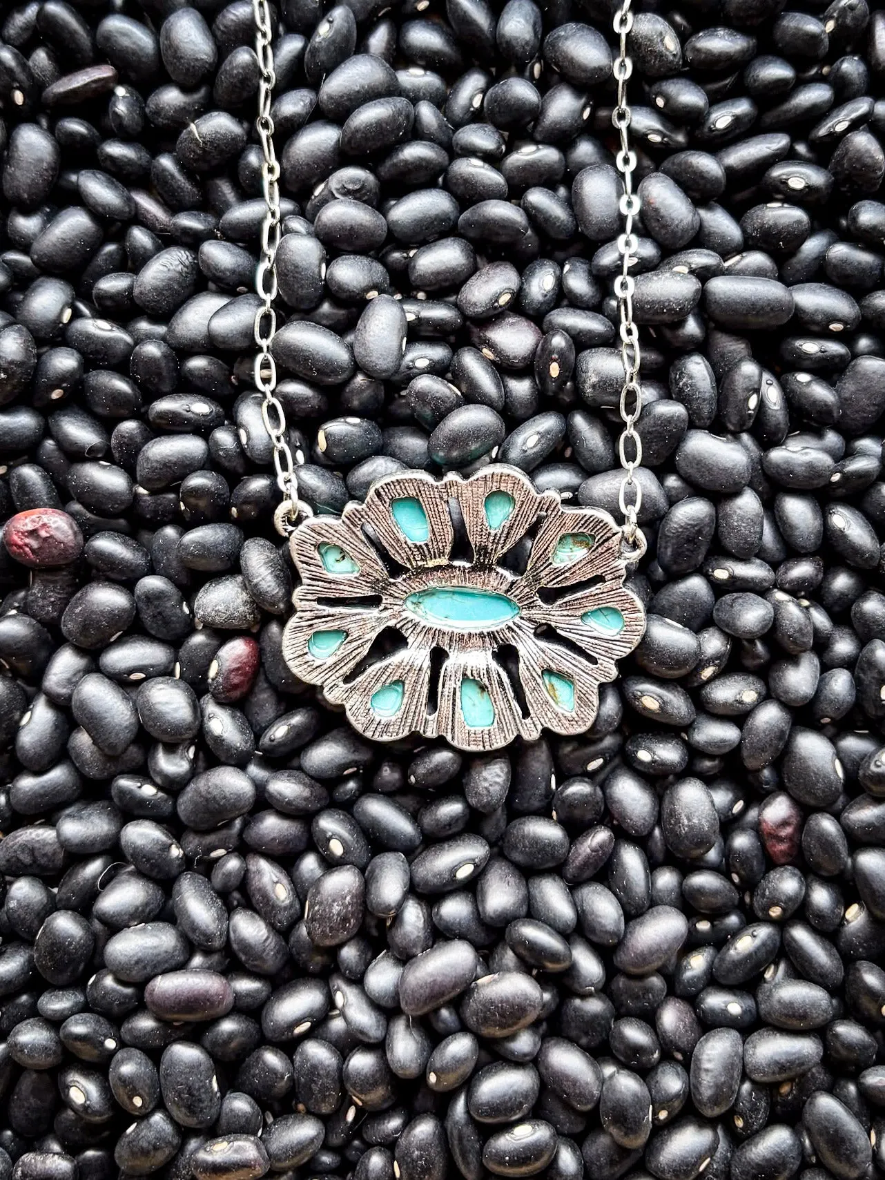 Jane Pendant Chain Necklace - Turquoise