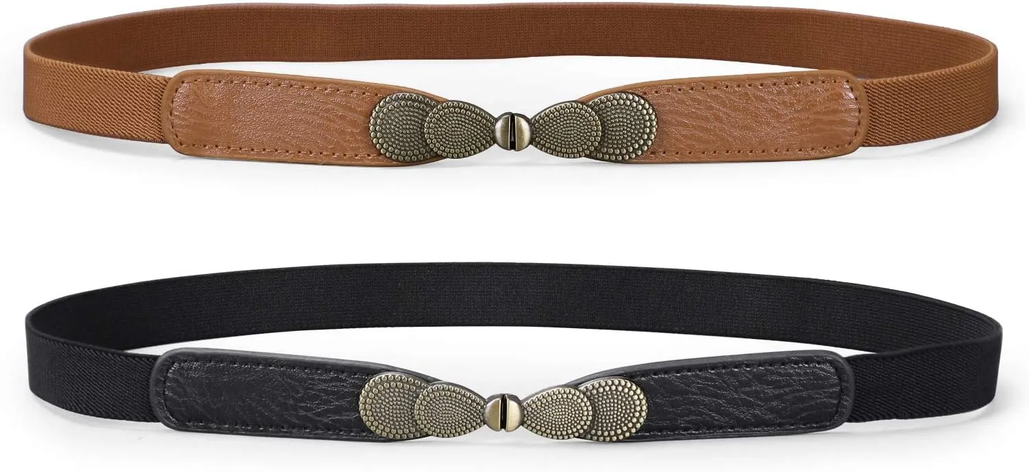 JASGOOD Women Skinny Elastic Stretch Belt for Dresses Retro Ladies Waist Vintage Thin Belt
