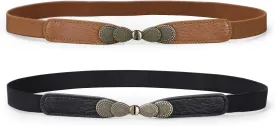 JASGOOD Women Skinny Elastic Stretch Belt for Dresses Retro Ladies Waist Vintage Thin Belt