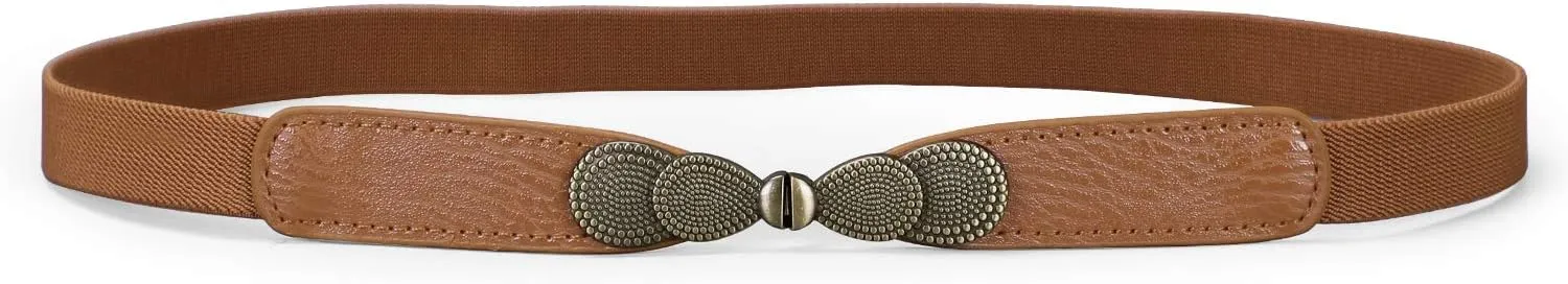 JASGOOD Women Skinny Elastic Stretch Belt for Dresses Retro Ladies Waist Vintage Thin Belt