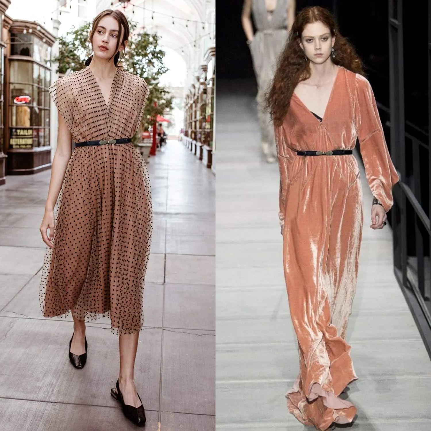 JASGOOD Women Skinny Elastic Stretch Belt for Dresses Retro Ladies Waist Vintage Thin Belt