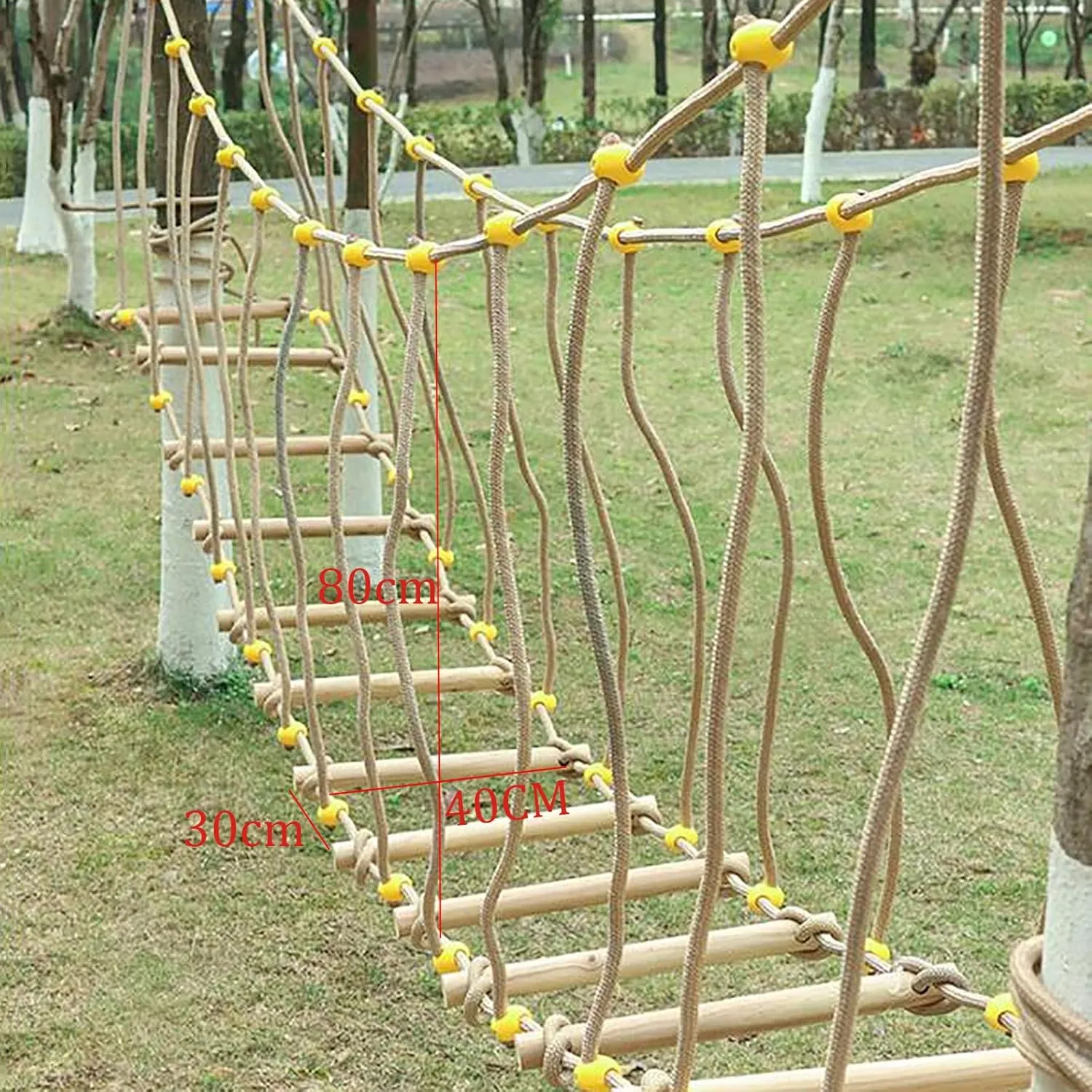 Kindergarten Outdoor Bridge Suspension Bridge Solid Wood Bridge Balance Bridge Climbing Bridge Outdoor Obstacle Training Ground Playground Rope Ladder Bridge(Size:13ft/4m)