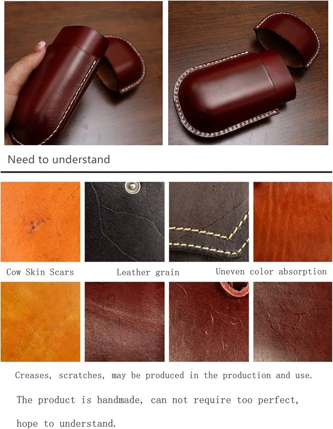 Leather Glasses Case Cowhide Vintage Men And Women Nearsighted Glasses Sunglasses Travel Anti-Crush Storage Box