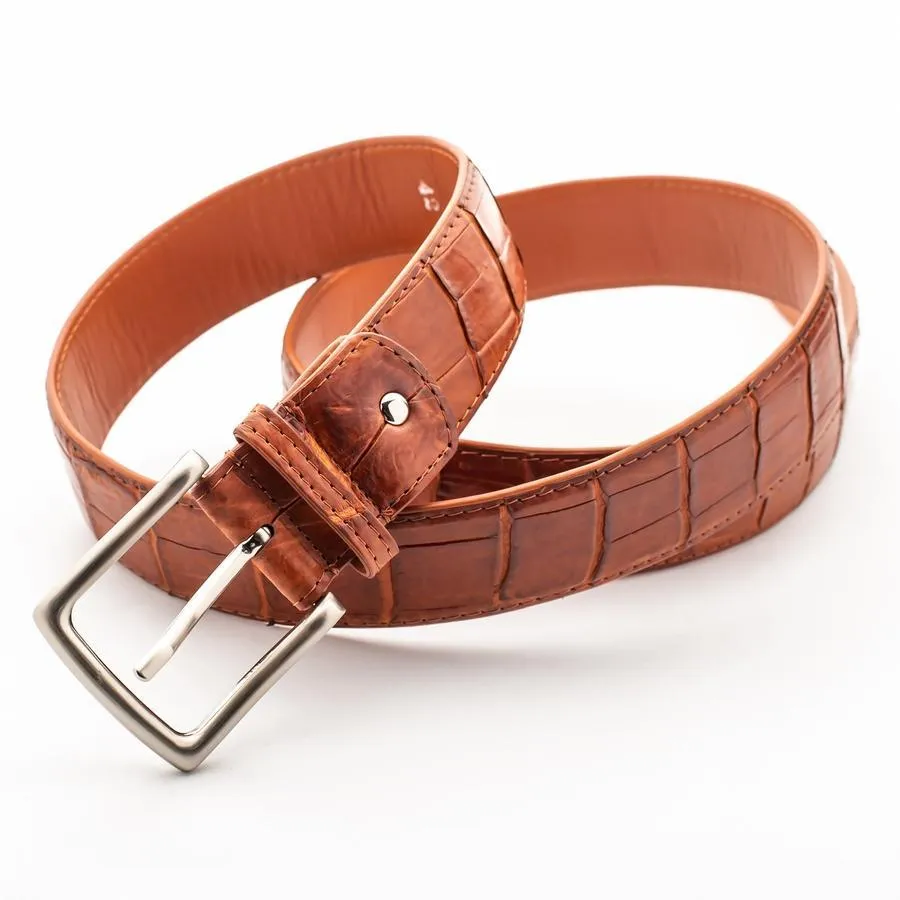 Light Brown Crocodile Alligator Stomach Belt