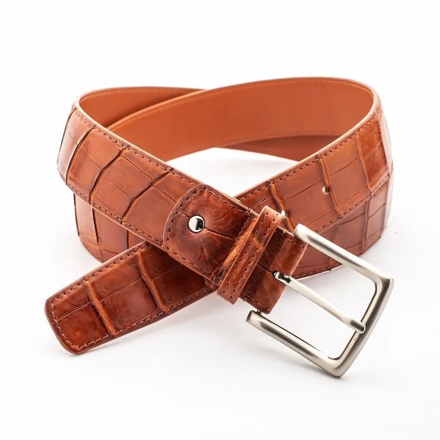 Light Brown Crocodile Alligator Stomach Belt