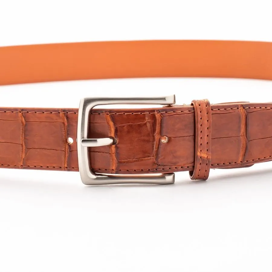 Light Brown Crocodile Alligator Stomach Belt