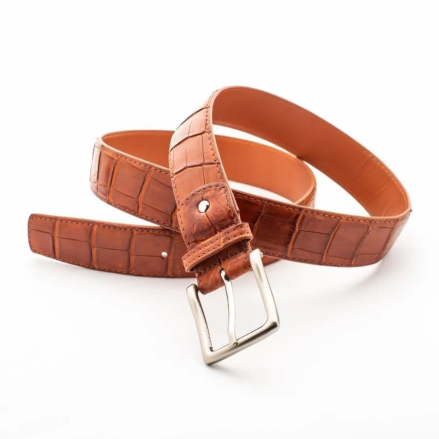 Light Brown Crocodile Alligator Stomach Belt