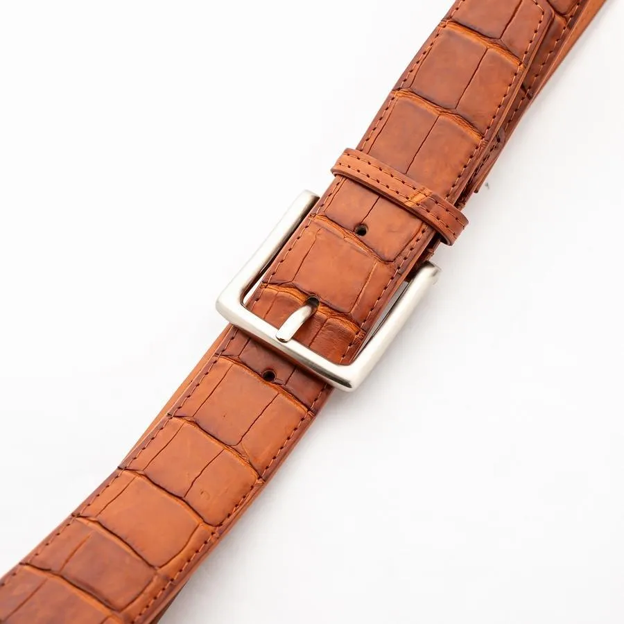 Light Brown Crocodile Alligator Stomach Belt