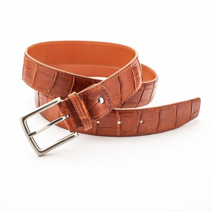 Light Brown Crocodile Alligator Stomach Belt