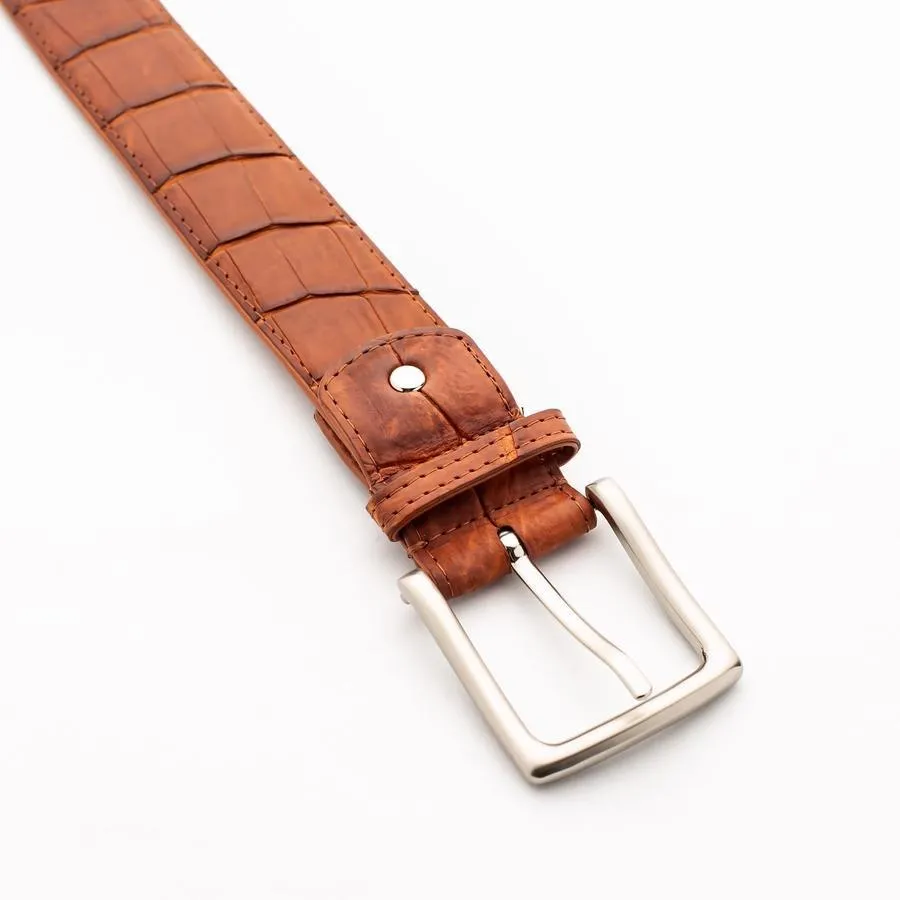 Light Brown Crocodile Alligator Stomach Belt