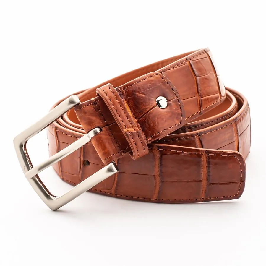 Light Brown Crocodile Alligator Stomach Belt