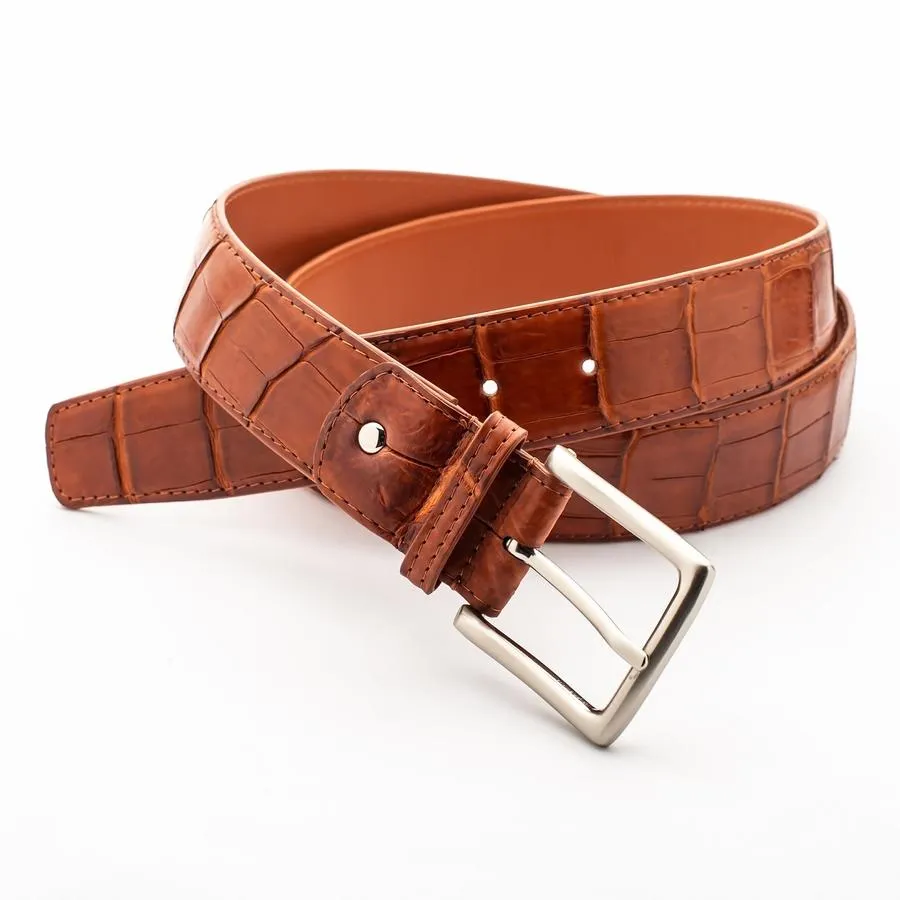 Light Brown Crocodile Alligator Stomach Belt