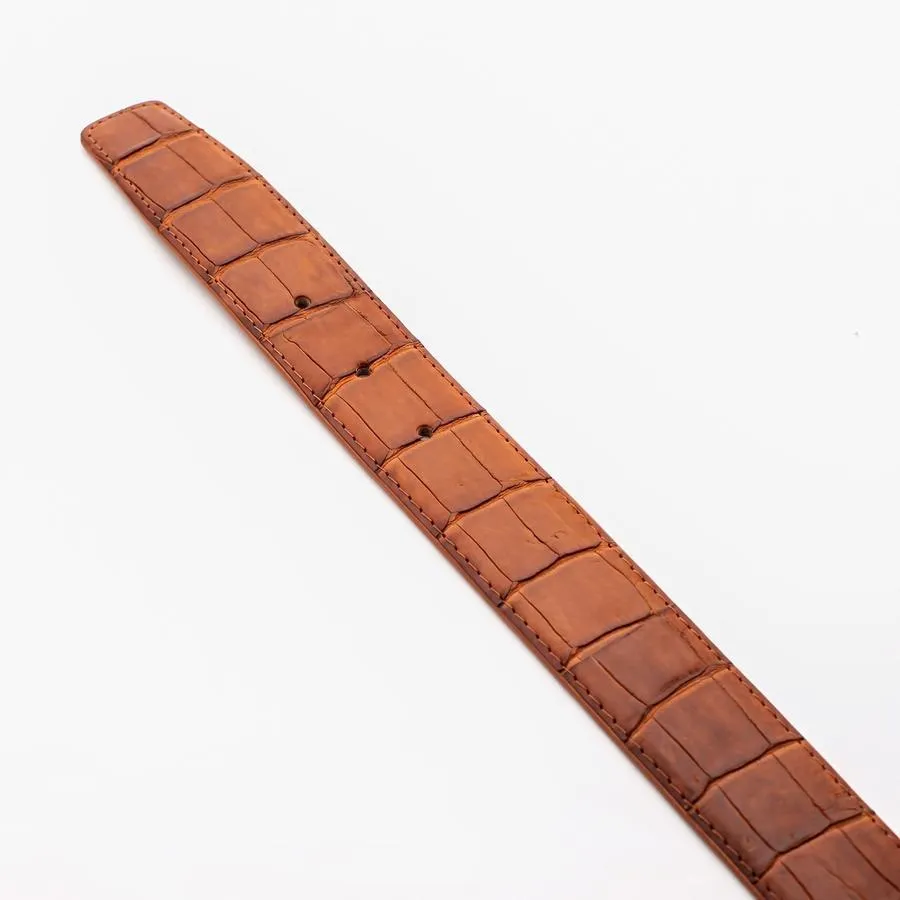 Light Brown Crocodile Alligator Stomach Belt