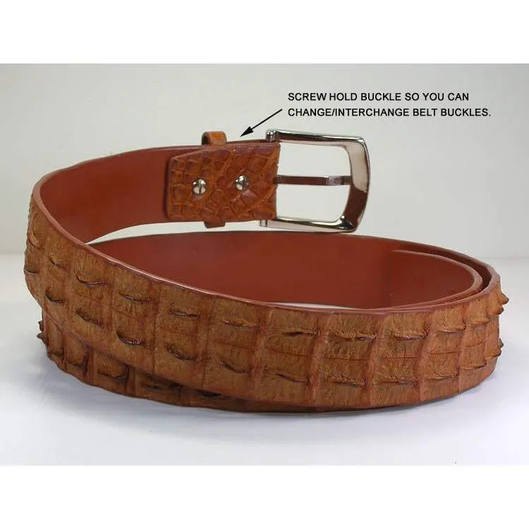 Light Brown Crocodile Backbone Belts