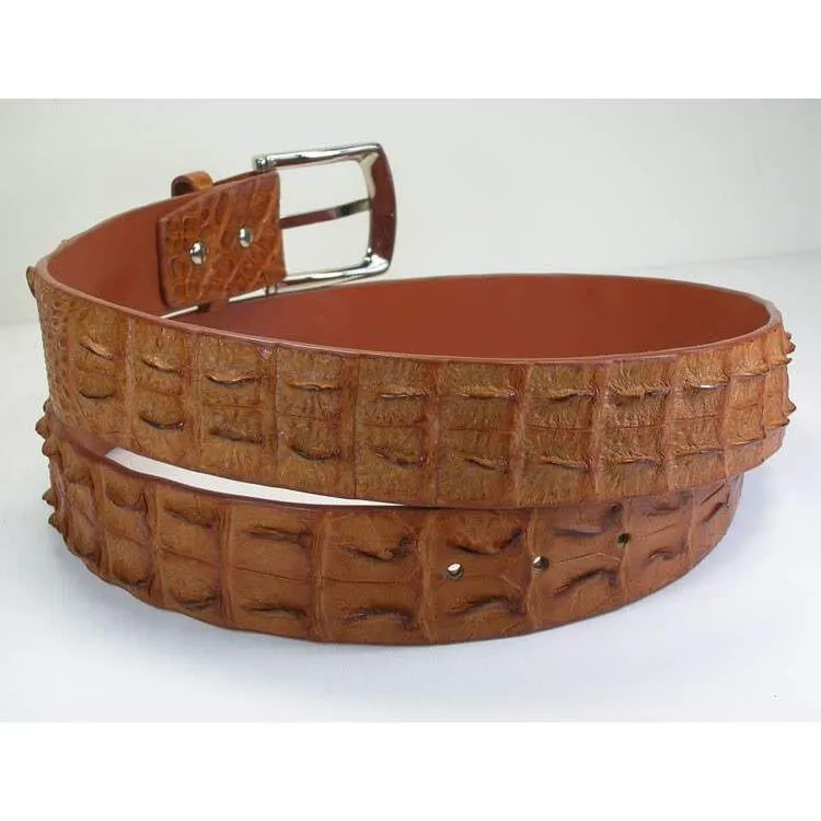 Light Brown Crocodile Backbone Belts